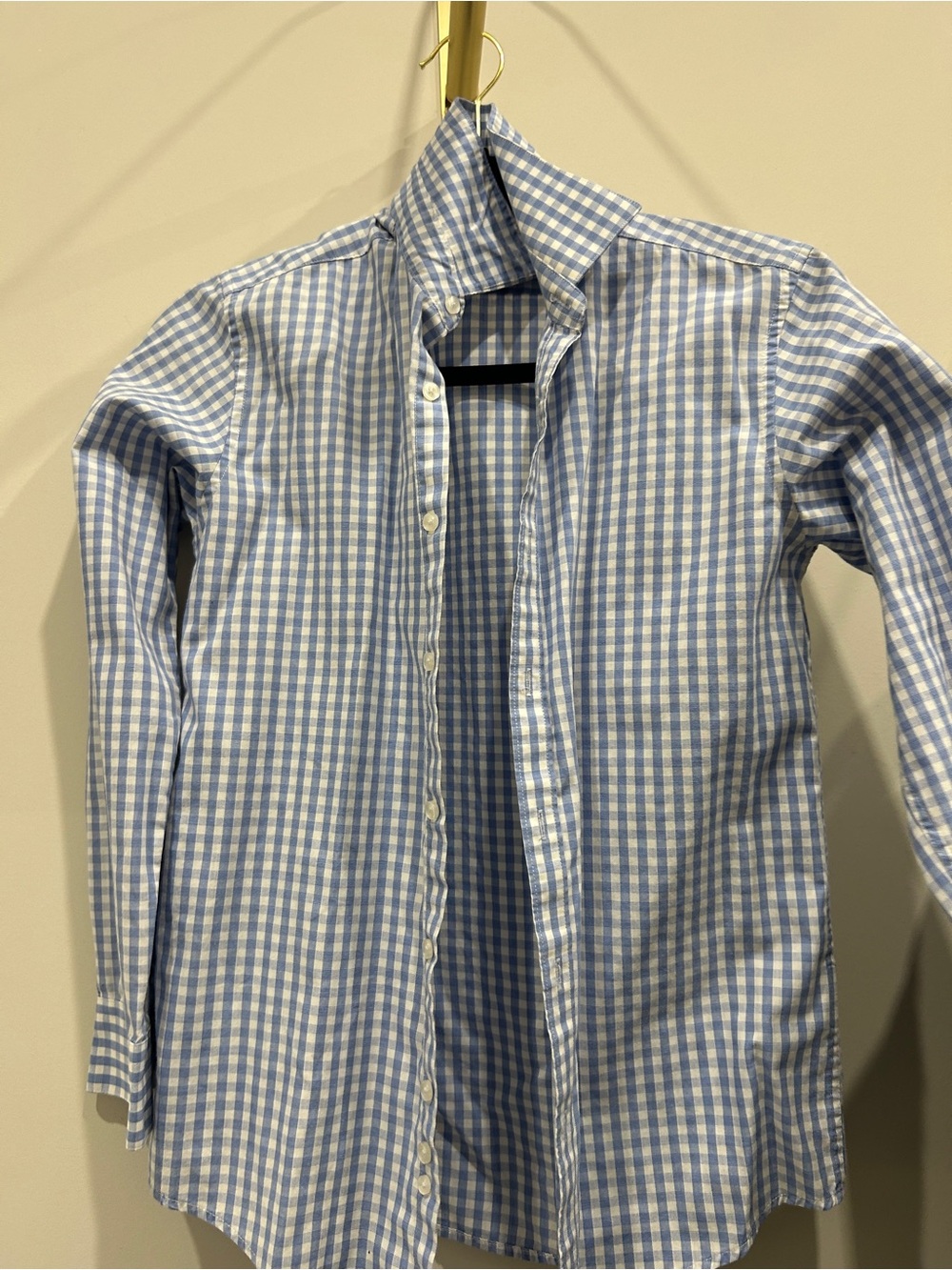 Light Blue Gingham Button-Down Shirt for Kids